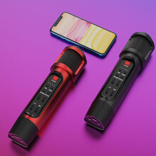 歌们儿K6 车载无线蓝牙麦克风汽车话筒神器全民k歌录音手机声卡直播变声设备套装KTV智能降噪双麦对唱  黑