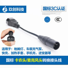 锂离子电池电动车充电器转接头方孔插头卡农头麦克风头转换接头线 大卡农头转接头