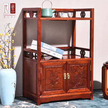 比艺 红木家具缅甸花梨（学名：大果紫檀）新中式餐边柜实木微波炉置物架古典茶水柜边几茶叶柜储物柜 尺寸：58*38*88（cm）