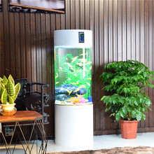 翌美圆柱亚克力鱼缸下过滤免换水智能免换水生态创意亚克力金鱼缸 40标配无景