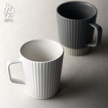 九土日式手工陶瓷咖啡杯带碟北欧简约马克杯创意家用下午茶咖啡杯套装白瓷水杯拉花杯子 马克杯-灰