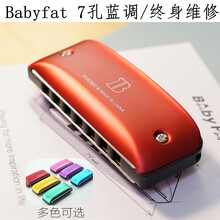 Babyfat七孔布鲁斯口琴蓝调小口琴paddy爱尔兰音阶时尚挂饰可爱迷你便携式成人初学者送礼小乐器 7孔迷你布鲁斯红色【C调】paddy音阶