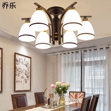 超市	乔乐 美式吸顶卧室灯欧式现代简约led吸顶灯个性创意铁艺客厅灯房间餐厅书房北欧灯具超划算 6头 （配送12W三色光源）适用8-15平