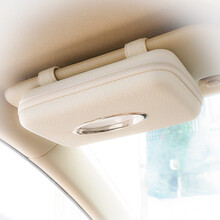 路亦梵 车载纸巾盒挂式遮阳板网红创意汽车用品中控台扶手箱上车内天窗椅背餐巾纸抽纸盒套奔驰宝马奥迪大众 【夹挂式-挂遮阳板上/椅背袋子上】简约款温馨米