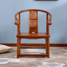 九鲤王府红木家具非洲花梨（学名：刺猬紫檀）实木圈椅中式太师椅客厅书房会客桌椅三件套TG 单椅：长62*宽50*高42(总高89)cm