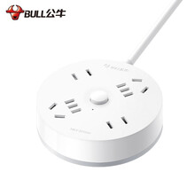 公牛（BULL）插座/圆形系列 带儿童保护门/新国标/排插/插排/接线板 GN-R2220 四位总控全长1.8米