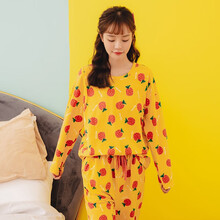 米度丽月子服春秋孕妇哺乳睡衣产后坐月子喂奶衣春秋季产妇家居服 82002 黄色 M码