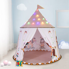 儿童帐篷小孩印第安帐篷游戏屋室内玩具屋女孩公主屋幼儿园城堡帐篷房宝宝小房子 带底布印第安小马+彩灯
