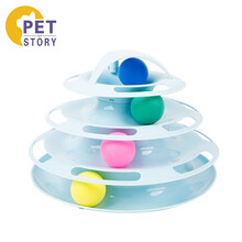 petofstory 猫玩具转盘带球可插羽毛逗猫棒 猫转盘逗猫咪抓板玩具互动智力玩具幼小猫玩具陪伴用品 蓝色