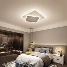 汉宫 现代简约客厅灯具led家用造型方形客厅灯温馨浪漫大气后现代主房间灯饰 白/50×8cm/无极调光38W