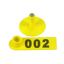 兽用带字耳标羊耳标猪耳标牛耳标激光打字TPU材质耳标牌100套/包免疫耳标 黄色带字羊耳标100套