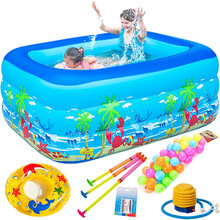 曼比鱼 儿童游泳池 环保PVC宝宝游泳池 婴儿游泳池家用儿童充气游泳池浴盆 洗澡玩具盆家庭大号套餐 三层150cm豪华套餐