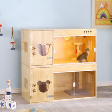 萌神实木猫柜猫笼猫别墅猫产房猫咪寄养展示柜宠物用品大型猫柜猫舍公寓透气保温繁殖产房 160*60*60智能款 送货到家自己安装