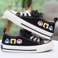 卜丁BUDING儿童帆布鞋女童布鞋2021新款春秋小学生休闲单鞋幼儿园室内鞋透气卡通童鞋男童网红板鞋 黑色 33码内长21/适合脚长20.5cm