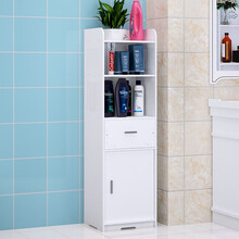 雅刻丽卫生间置物架浴室收纳架落地防水洗手间储物架层架厕所马桶三角架窄边柜 12HX（带柜门+抽屉）长35宽30高120厘米