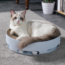 猫抓板磨爪器不掉屑瓦楞纸猫抓盆立式猫窝猫玩具猫咪解闷神器 竖纹千层猫抓板+猫转盘