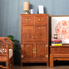 美如画 红木家具非洲花梨（学名：刺猬紫檀）原木斗柜收纳柜客厅边柜新中式全实木斗橱储物柜卧室柜子靠墙 多宝柜(长65cm)