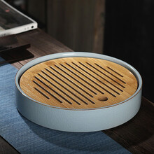 龙寅  汝窑茶盘茶壶旅行整套便携功夫茶具套装开片可养陶瓷茶杯汝瓷 汝窑干泡盘