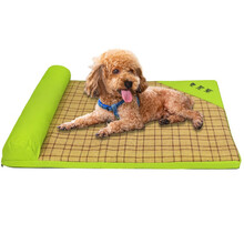贝尼宠 狗窝可拆洗  狗垫子狗床大型宠物凉席垫 睡枕 狗床绿色L30斤内62x50cm
