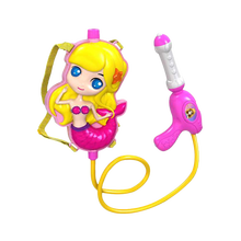 欢乐派对 六一儿童节儿童背包水枪玩具大容量夏日沙滩戏水喷水枪男孩女孩打水仗游戏卡通呲水抽拉式玩具水枪 美人鱼背包水枪粉色