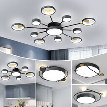 VVS美学灯 北欧简约成套灯具套餐组合 led吸顶灯客厅灯现代卧室灯饰三室两厅套装 大三室两厅客餐无极+三色【包安装+到手价2988】