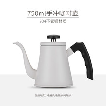 帝国（Diguo）手冲咖啡壶 家用咖啡壶手冲 不锈钢咖啡冲泡壶 长嘴细口挂耳咖啡壶 750ML 白色 升级款