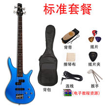 新手初级入门四弦电贝司4弦电贝斯bass初学者摇滚专业演出乐器 PJB金属蓝色