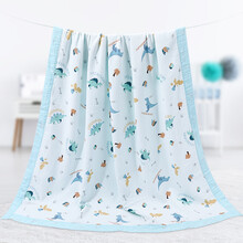 象宝宝(elepbaby)婴儿浴巾全棉纱布浴巾儿童浴巾婴儿用品洗澡巾新生儿浴巾140X70CM(恐龙乐园)绿