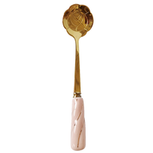 CAFEIN KAFFA时尚陶瓷手柄不锈钢咖啡勺匙 点心勺搅拌勺咖啡杯配套 玫瑰 粉螺纹