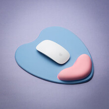 小熊堂 心形鼠标垫护腕手托可爱卡通创意女生办公加厚手腕垫韩萌物 鼠标垫蓝色