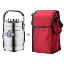 侨源 【配袋】双层不锈钢保温饭盒3层保温饭桶大容量提锅上班族便当盒 1.6L【配餐具+保温袋】