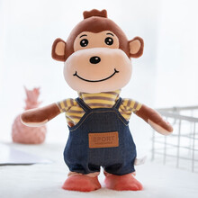 儿童玩具会学说话唱歌走路小毛驴电动毛绒遥控跳舞小牛熊猫猴子男女孩生日礼物 咖啡小猴子 120首歌遥控+走路+学舌USB直充