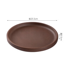 多肉植物花盆陶瓷紫砂移动大托盘接水盘垫盘底托陶瓷底盘圆形T7 紫砂托盘直径25.5cm