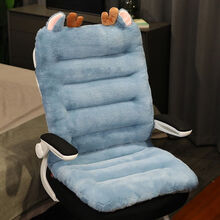 物枕居 连体坐垫靠垫一体 加厚连体椅垫靠背垫子座垫靠枕腰靠办公室学生腰枕汽车椅垫有绑带可固定 蓝色小鹿 加长款100*45厘米
