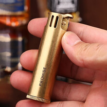 百诺百诚PROMISE纯铜便携古董煤油打火机 圆柱老式复古防风超长待机油仓定制刻字男礼物 标准板
