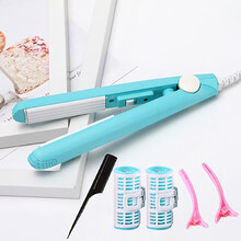 途美丝 小夹板女麦穗玉米烫电夹板蓬松垫发根玉米须烫头发神器卷发棒迷你 蓝色卷筒三件套