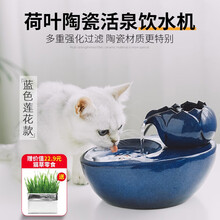 猫咪饮水机 自动循环喂水器猫喝水过滤流动活水电动宠物用品饮水器小许 莲花款蓝色