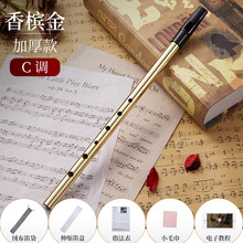 新品6孔爱尔兰哨笛初学者入门六孔竖笛锡高音直笛子乐器小萨克斯 【香槟金】加厚款C调