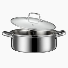 SenseYo鸳鸯火锅电磁炉专用复底加厚304不锈钢火锅盆家用火锅锅涮锅5-8人4-6人 复底鸳鸯锅（28cm）