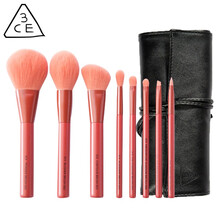 3CE 巧克力8支化妆刷套装粉底刷子眼影刷散粉刷腮红刷面膜刷美彩妆口红刷高光刷遮瑕刷粉底液刷鼻影刷 巧克力色八件套配包