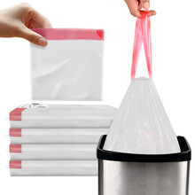 锐王 自动收口垃圾袋加厚手提式 45cm*50cm*30只实惠装办公家庭厨房清洁袋 穿绳垃圾袋白色4包120只