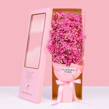 花时间 满天星干花花束礼盒生日礼物女教师节送老师母亲节520七夕情人节永生花鲜花速递送女友毕业送闺蜜 粉色满天星礼盒