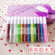 涂色幼儿园亮晶晶胶画闪光粉沙画儿童亮粉闪亮彩粉粉色彩 10色果冻胶水笔