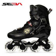 米高SEBA轮滑鞋溜冰鞋成人KSJ2平花鞋直排旱冰鞋花式要桩刹车款式 黑色KSJ2 35