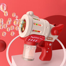 宝贝趣儿童吹泡泡机泡泡枪玩具抖音同款全自动不漏水带灯光音乐男孩女孩生日礼物 红色