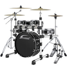 阿萨娜丝（Asanasi）架子鼓便携式静音鼓双面鼓成人儿童初学练习考级爵士鼓专业 黑色五鼓四镲+R80