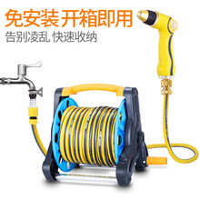 志通洗车水枪套装 家用冲刷汽车高压器灌溉浇花园艺清洁收纳架工具水管软管泡沫喷壶洗车神器 铜头黄色调控枪+卷管架 10米水管套装