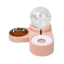 宠乐乖 宠物饮水机猫咪自动大容量循环饮水喂食器狗狗喝水防湿嘴不插电喂食喂水自动续水神器饮食喂猫盆狗碗 1.8L俏丽粉色自动饮水喂食器+不锈钢碗