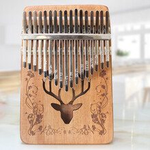 拇指琴儿童生日礼品五指琴17音手指琴kalimba初学木质乐器礼物 桃花芯原木驯鹿款送全套礼包