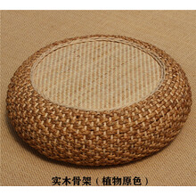 藤编蒲团坐垫家用日式榻榻米打坐垫禅修垫草编坐墩圆形加厚拜佛垫B09 （实木龙骨）植物原色 小号-直径40（居家装饰）